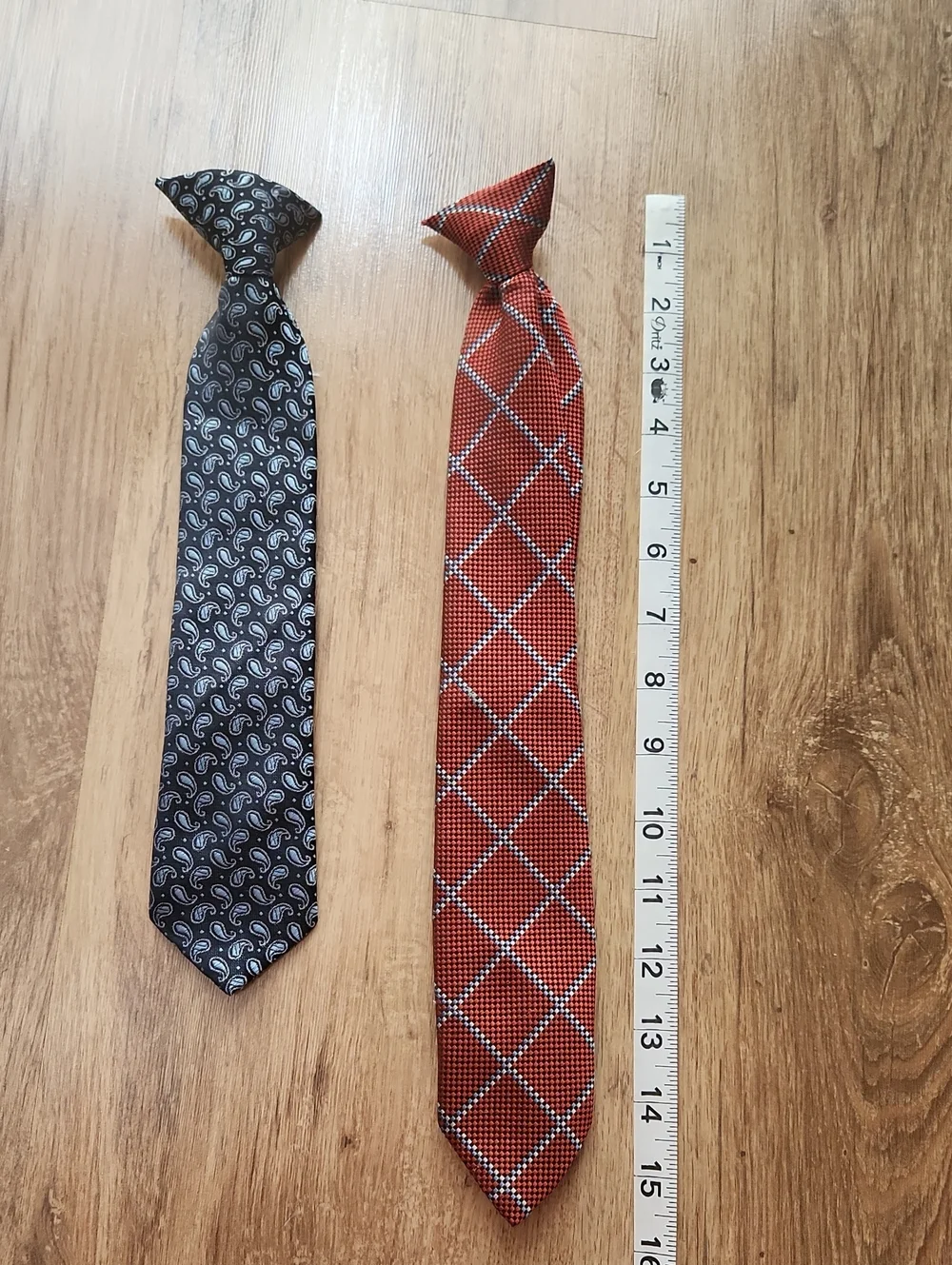 George Boys Navy Paisley Tie and Rust Plaid Tie Set Clip On